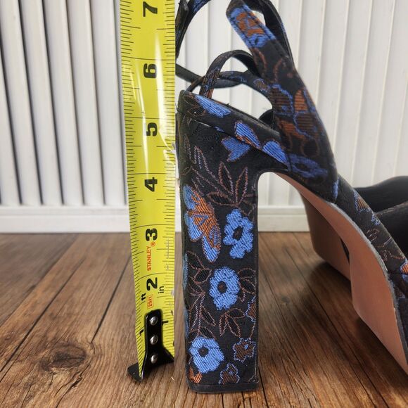 ASOS Design Peaked Platform High Heels Womens Size 9 Black Floral Chunky Shoes - Picture 9 of 11